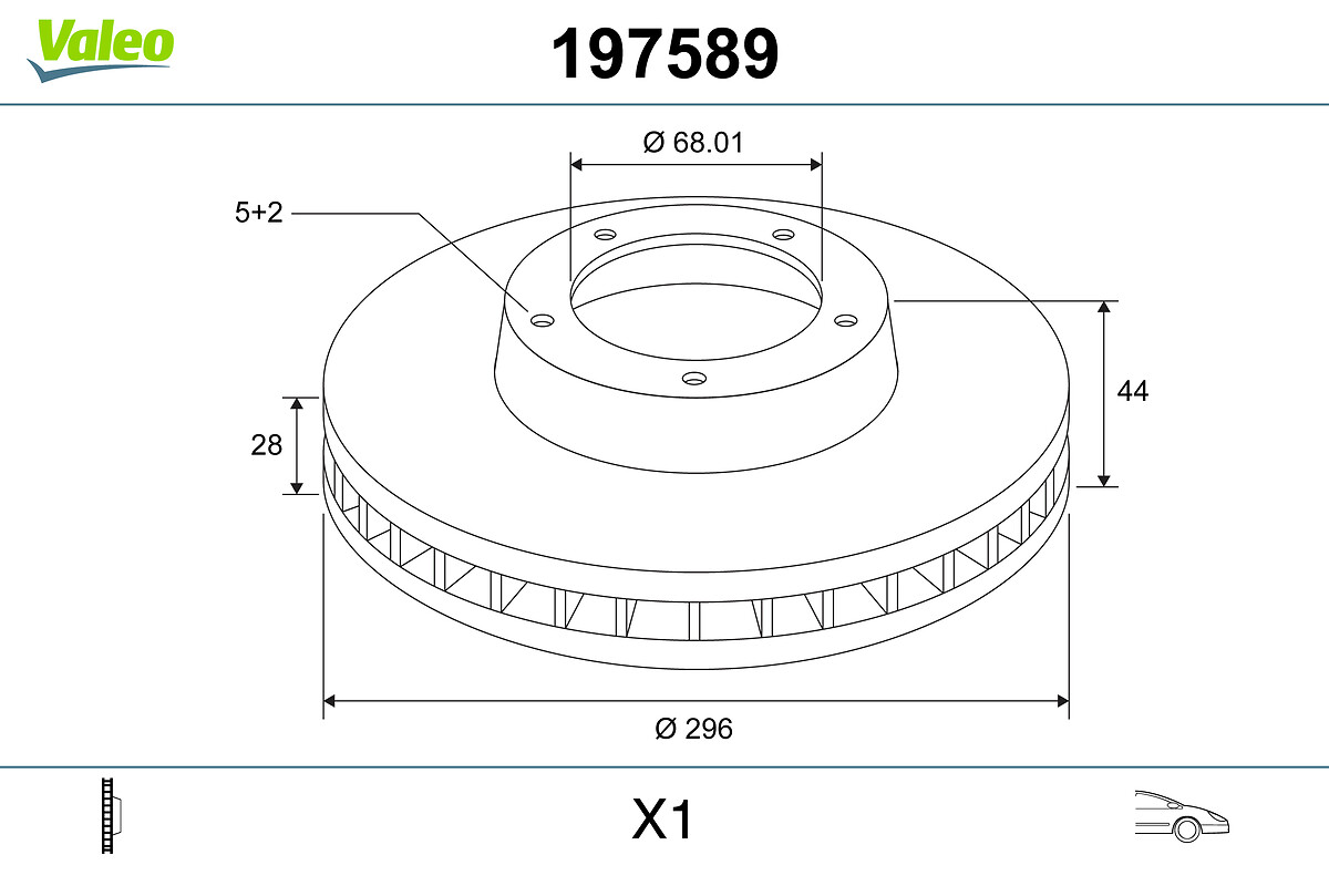 VALEO 197589 Bromsskiva